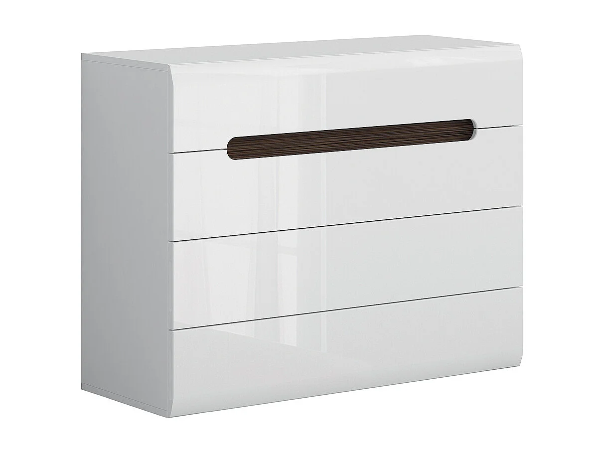 Commode 4 tiroirs Darrel Blanc laqué et Bois