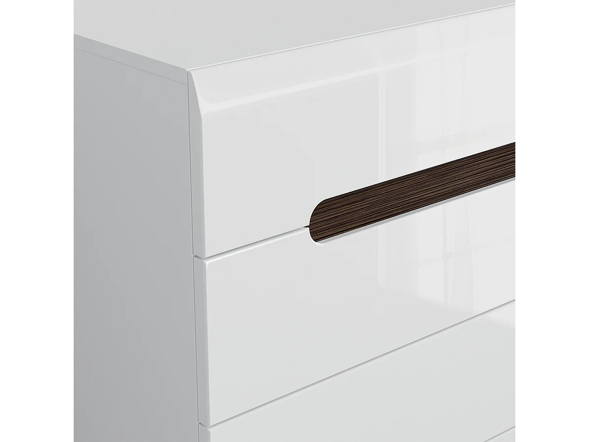 Commode 4 tiroirs Darrel Blanc laqué et Bois