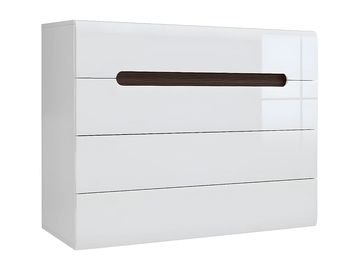 Commode 4 tiroirs Darrel Blanc laqué et Bois