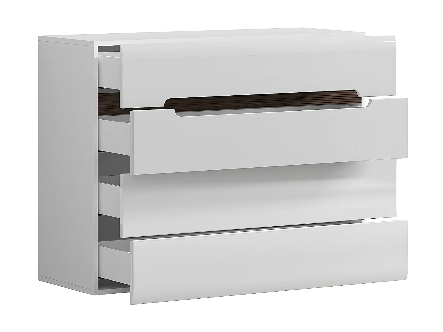 Commode 4 tiroirs Darrel Blanc laqué et Bois