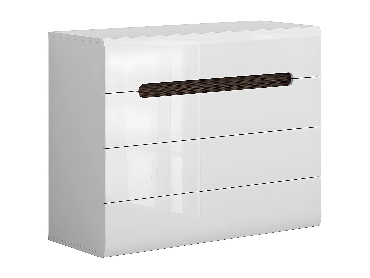 Commode 4 tiroirs Darrel Blanc laqué et Bois