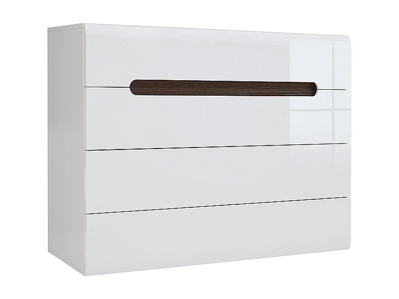 Darrel 4-ladekast Wit laqué en hout