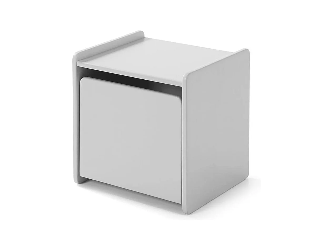 Kindernachtkastje met 1 grijs gelakte houten deur Kiddy