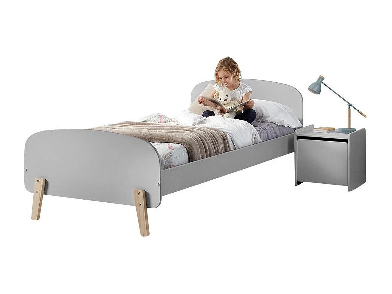 Table de Chevet Enfant "Kiddy" 40cm Gris
