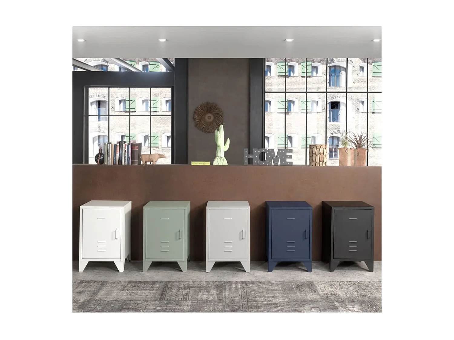 Table de Chevet Enfant "Bronxx" 60cm Gris Mat