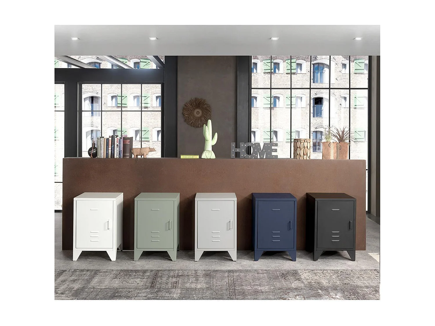 Vipack Comodino Bronxx con Anta Grigio Opaco in Metallo