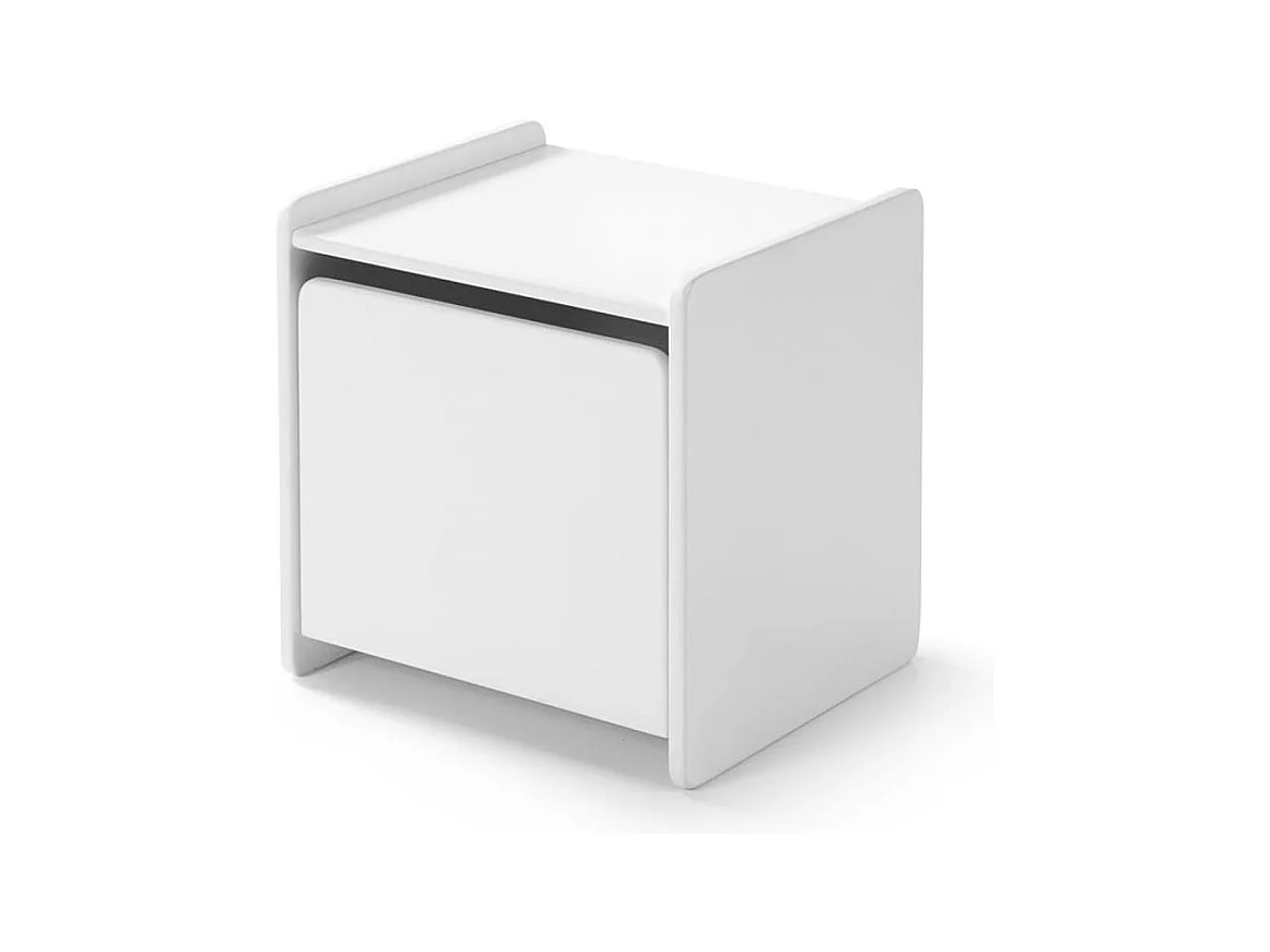 Mesilla de noche Kiddy 1 puerta de madera lacada en blanco