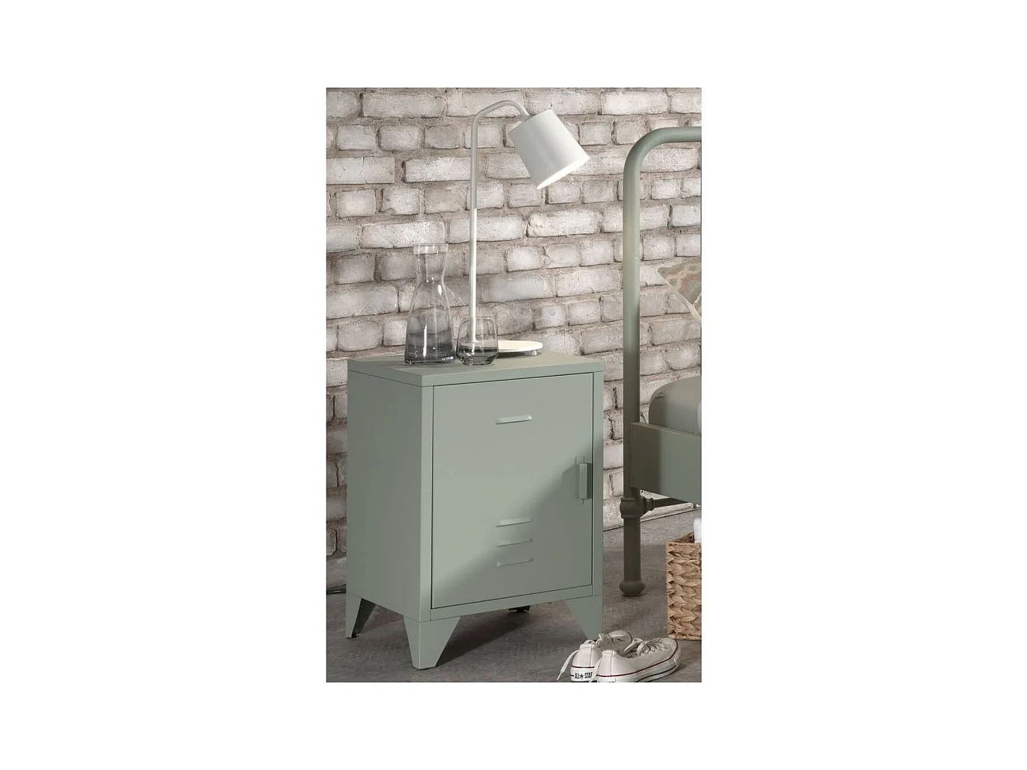 Table de Chevet Enfant "Bronxx" 60cm Vert Mat