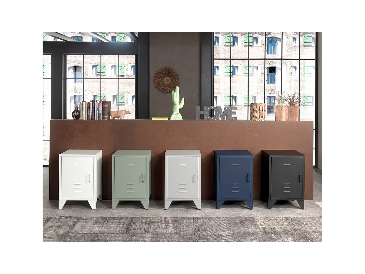 Table de Chevet Enfant "Bronxx" 60cm Vert Mat