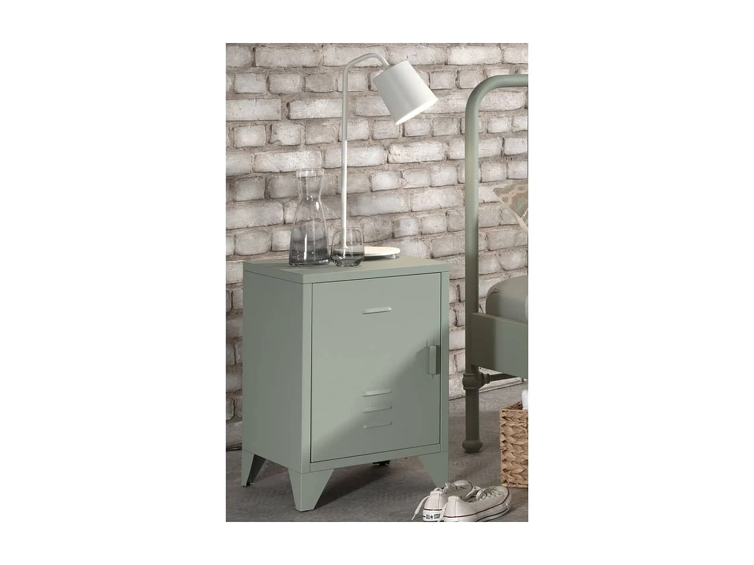 Table de Chevet Enfant "Bronxx" 60cm Vert Mat