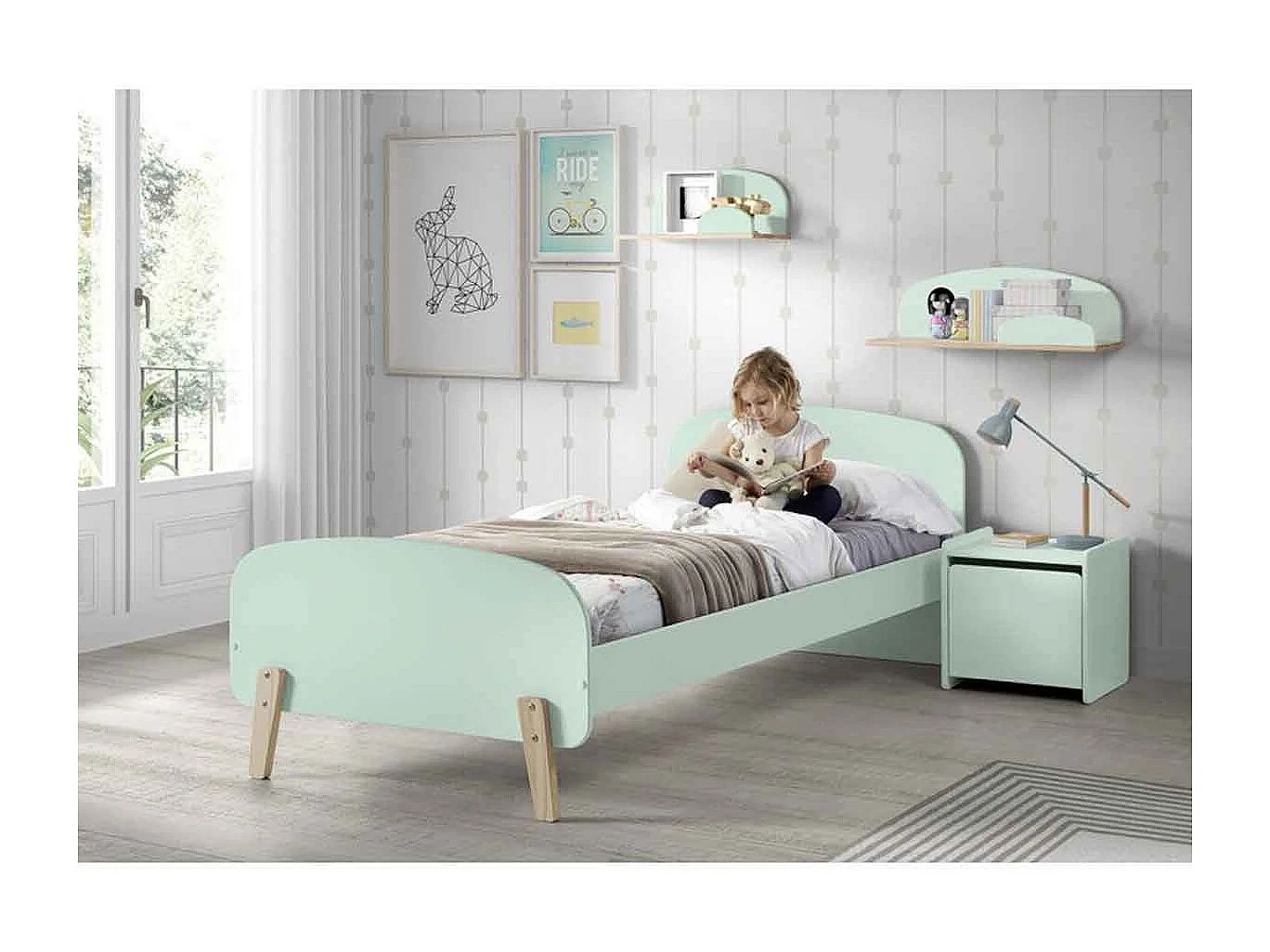 Table de Chevet Enfant "Kiddy" 40cm Vert Menthe