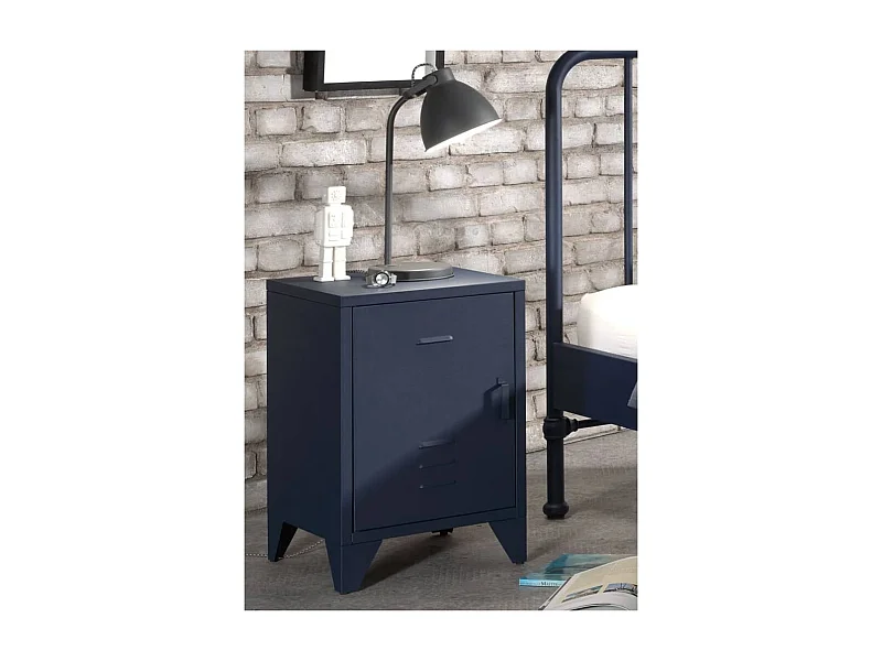 Table de Chevet Enfant "Bronxx" 60cm Bleu Mat