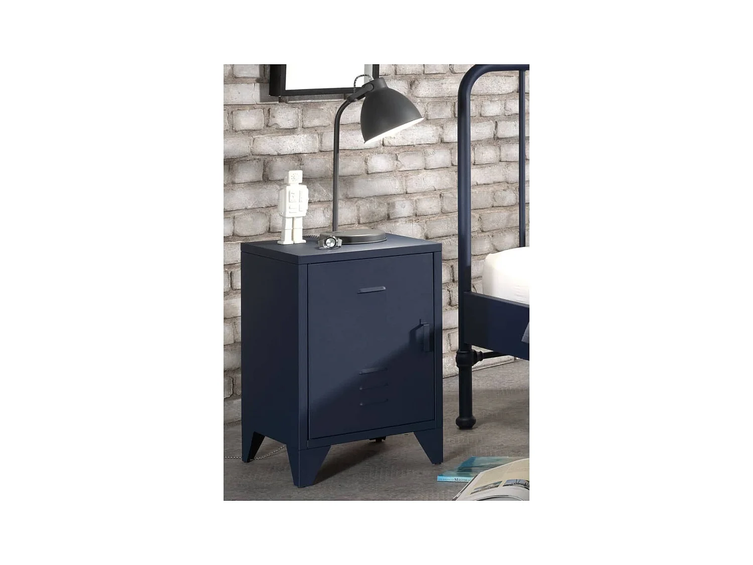 Table de Chevet Enfant "Bronxx" 60cm Bleu Mat