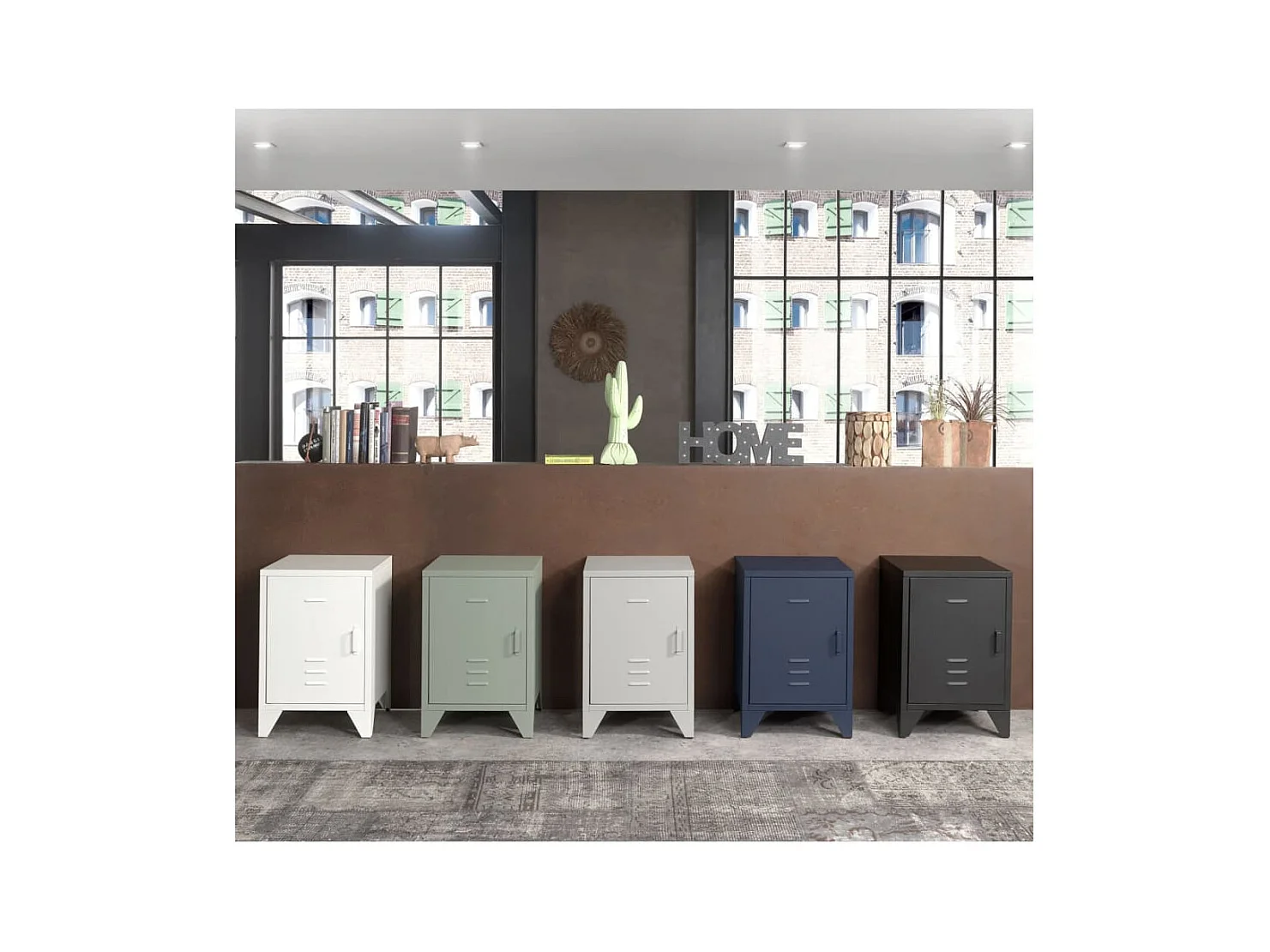 Table de Chevet Enfant "Bronxx" 60cm Bleu Mat