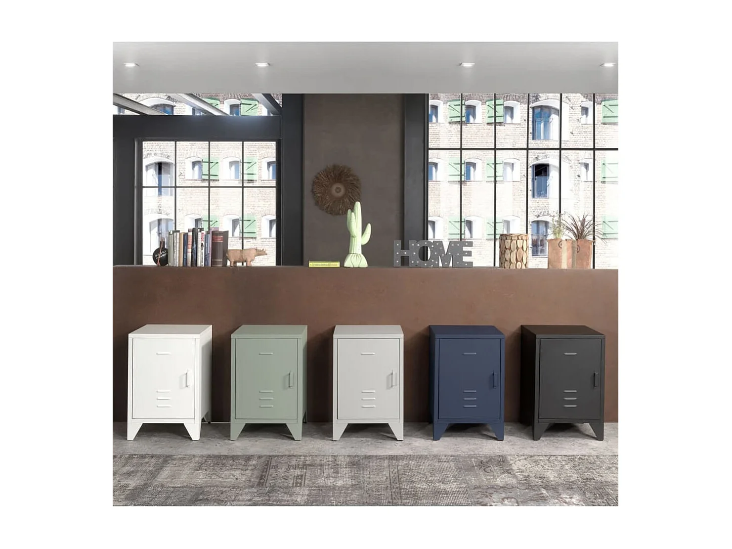 Table de Chevet Enfant "Bronxx" 60cm Bleu Mat