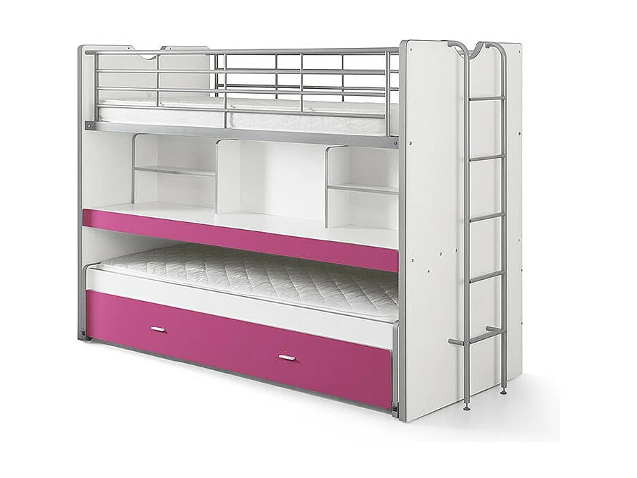 Lit Superposé Enfant "Bonny" 90x200cm Fuchsia
