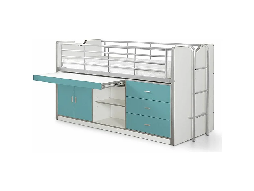 Lit Combiné Enfant "Bonny" 90x200cm Turquoise