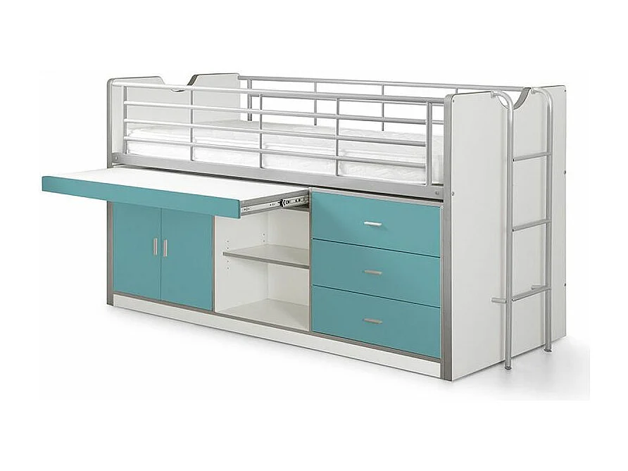 Lit Combiné Enfant "Bonny" 90x200cm Turquoise