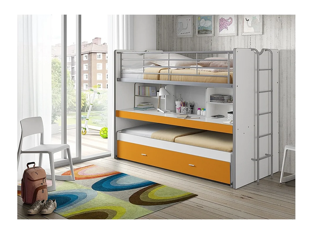 Lit Superposé Enfant "Bonny" 90x200cm Orange