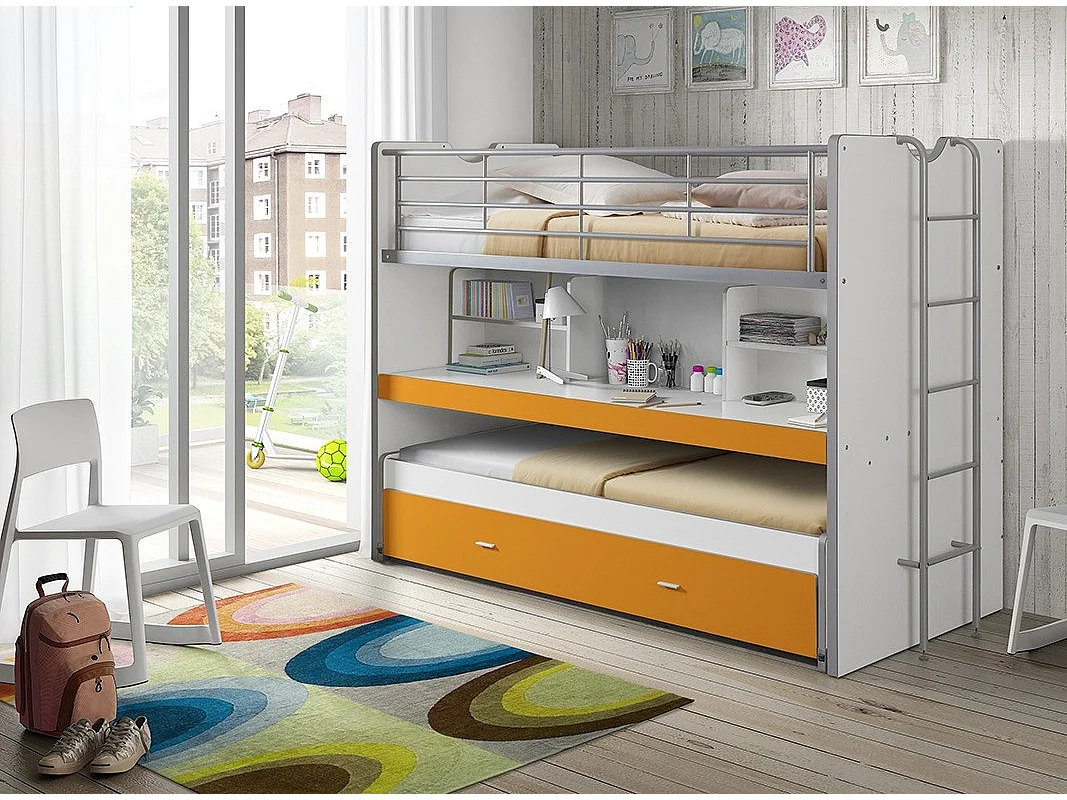 Lit Superposé Enfant "Bonny" 90x200cm Orange