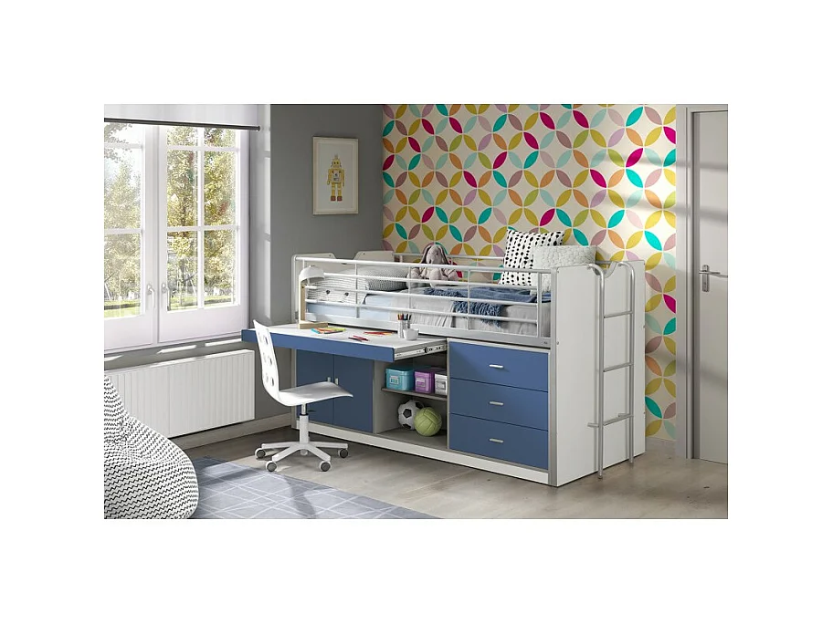 Lit Combiné Enfant "Bonny" 90x200cm Bleu