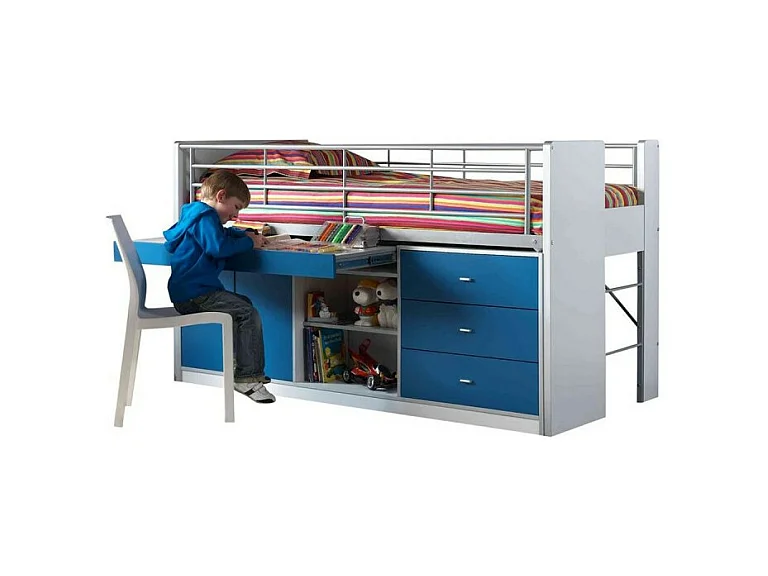 Lit Combiné Enfant "Bonny" 90x200cm Bleu