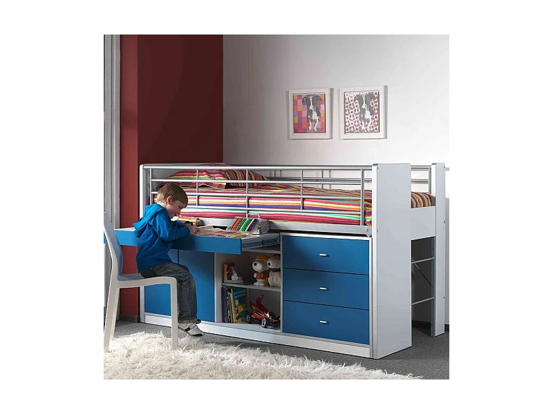 Lit Combiné Enfant "Bonny" 90x200cm Bleu