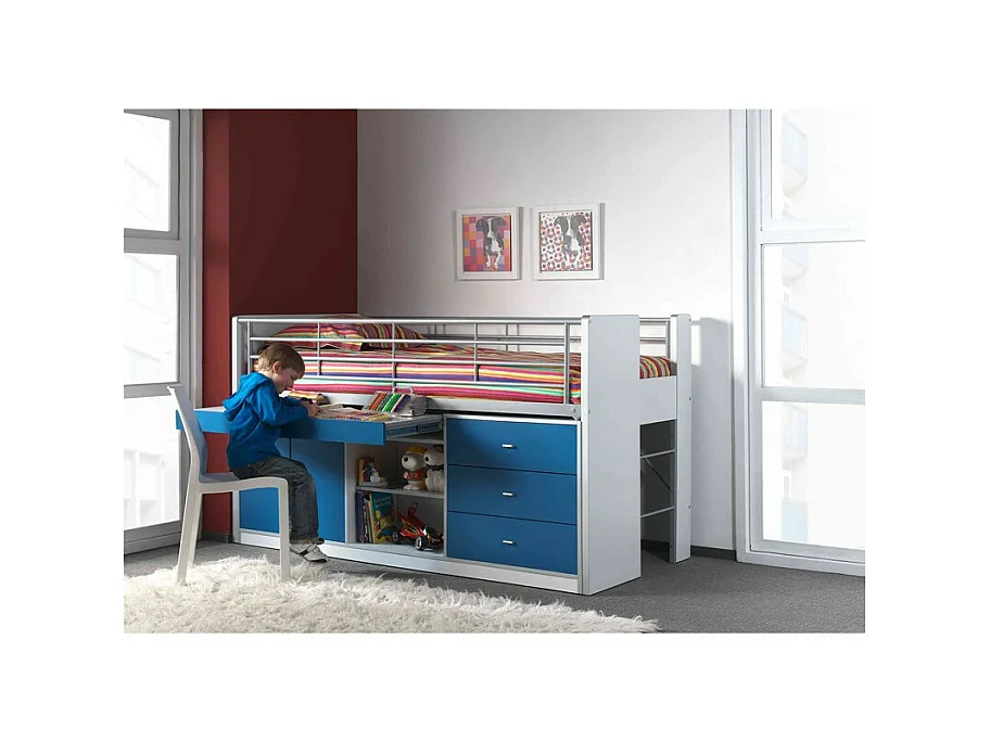 Lit Combiné Enfant "Bonny" 90x200cm Bleu