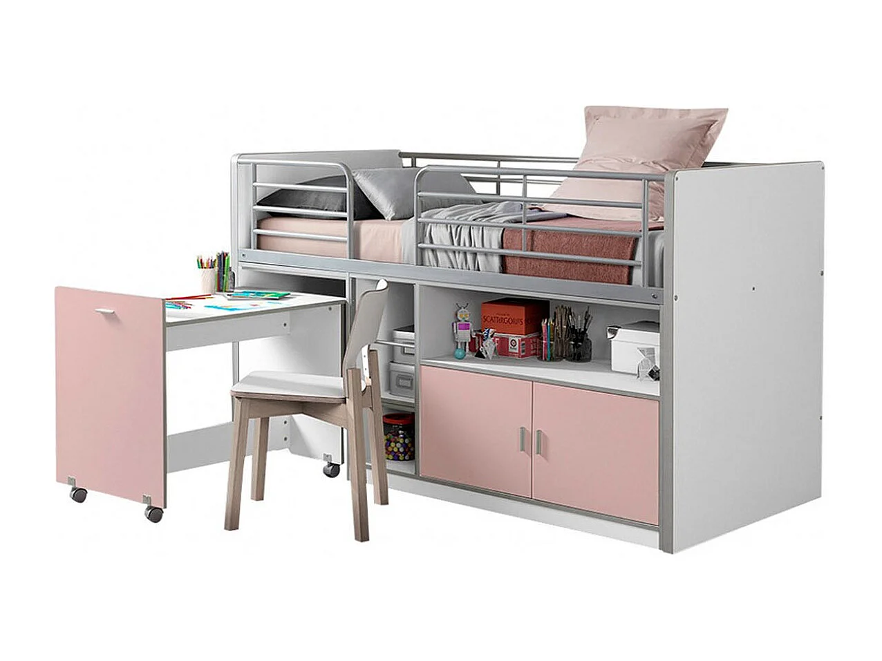 Lit Combiné Compact "Bonny" 90x200cm Rose