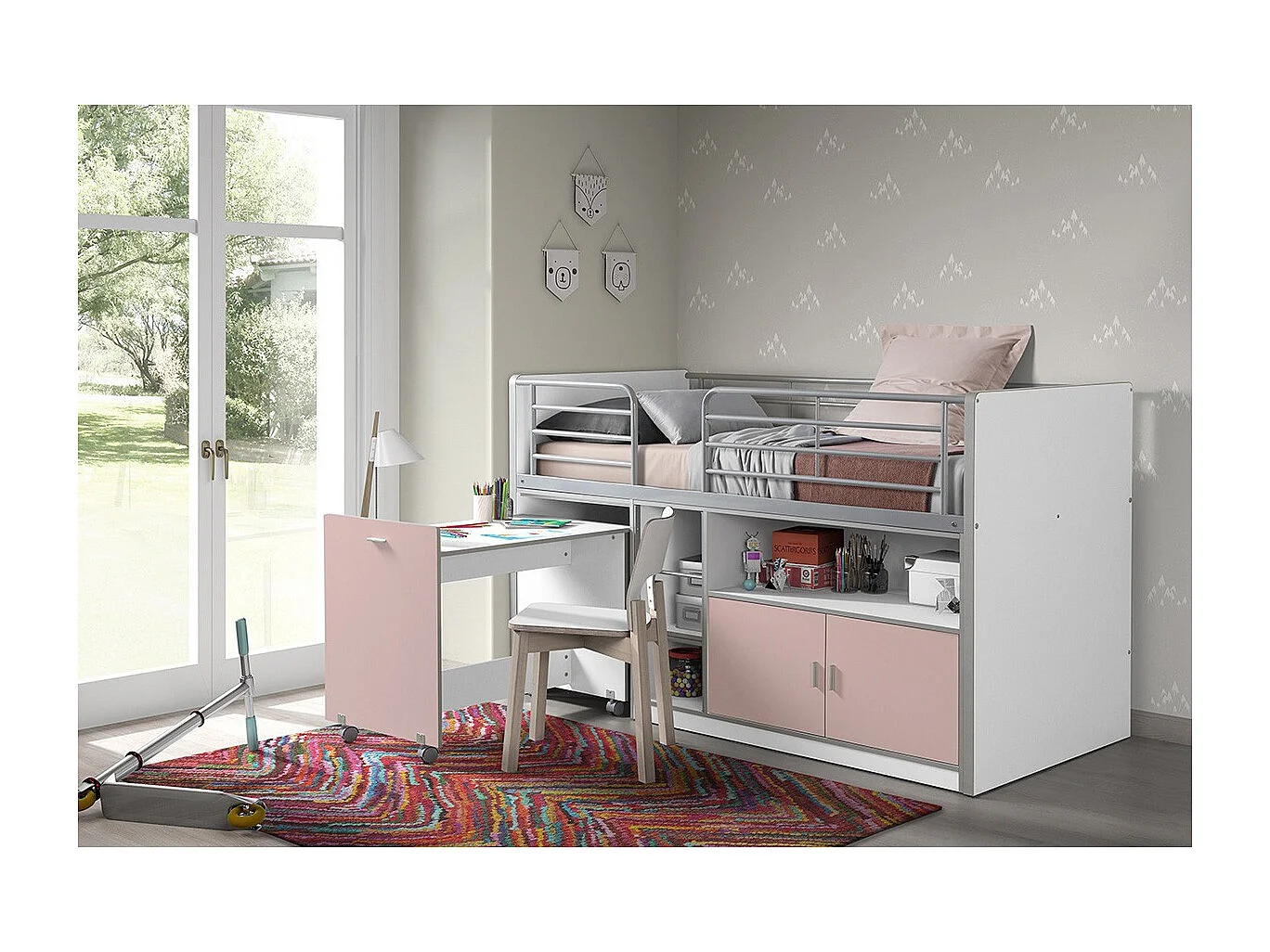 Lit Combiné Compact "Bonny" 90x200cm Rose