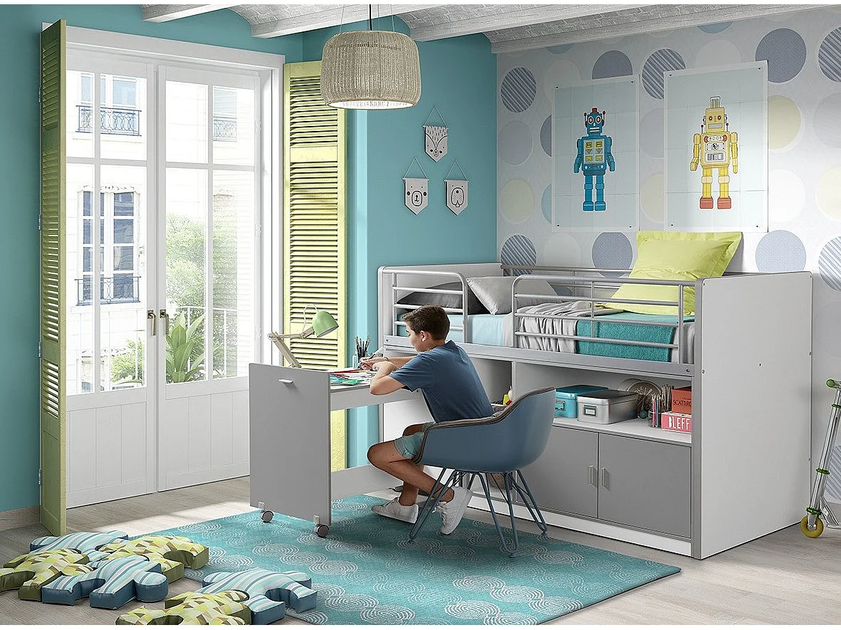 Lit Combiné Compact "Bonny" 90x200cm Gris