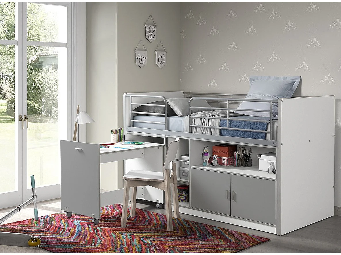 Lit Combiné Compact "Bonny" 90x200cm Gris