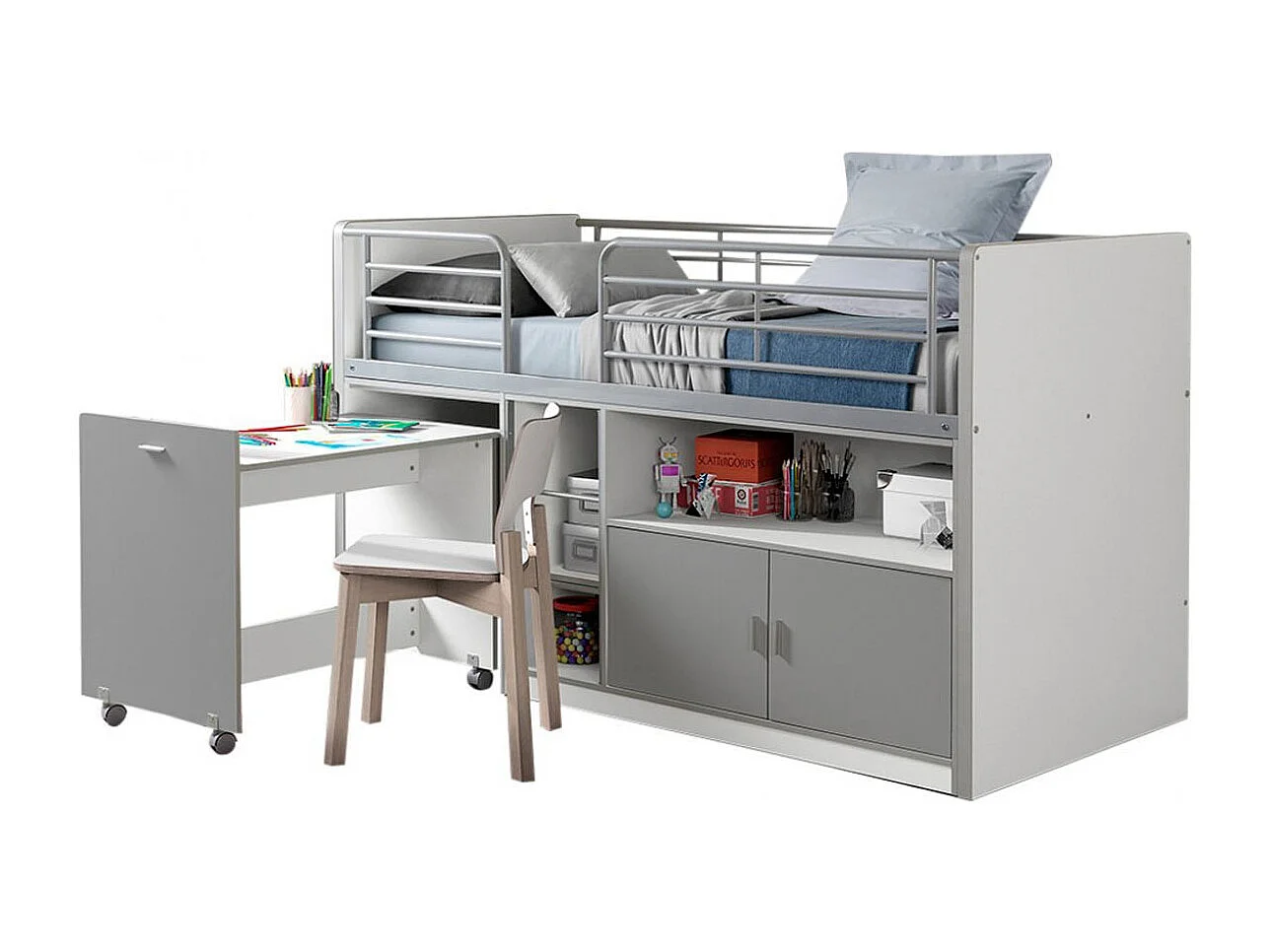 Lit Combiné Compact "Bonny" 90x200cm Gris