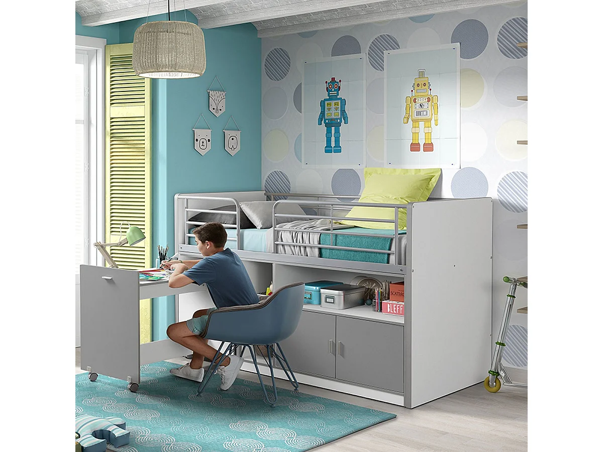 Lit Combiné Compact "Bonny" 90x200cm Gris