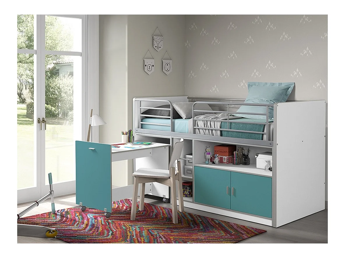 Lit Combiné Compact "Bonny" 90x200cm Turquoise