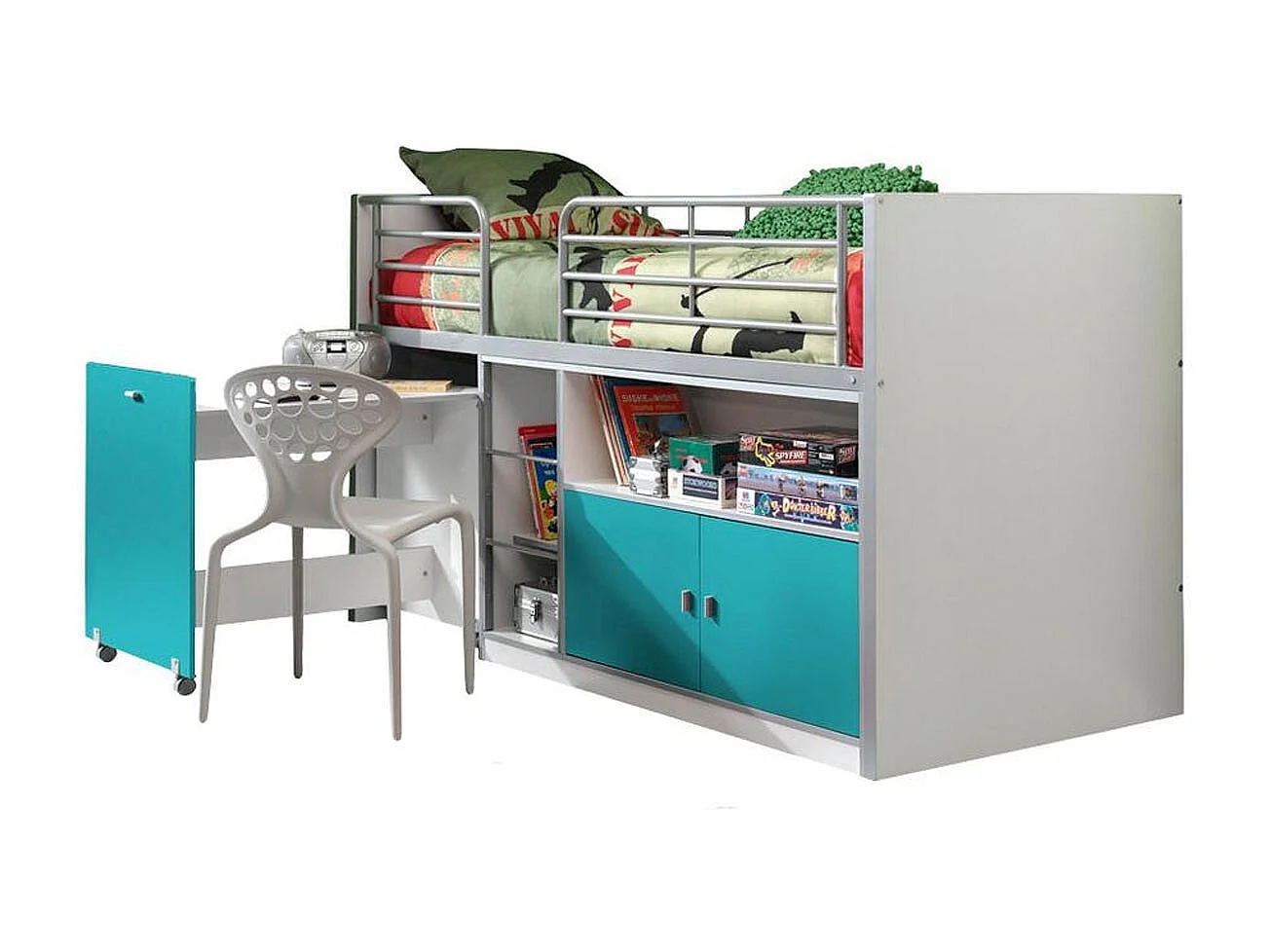 Lit Combiné Compact "Bonny" 90x200cm Turquoise