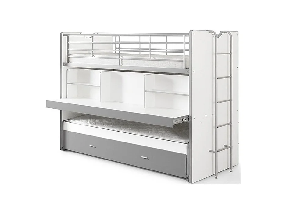 Lit Superposé Enfant "Bonny" 90x200cm Gris