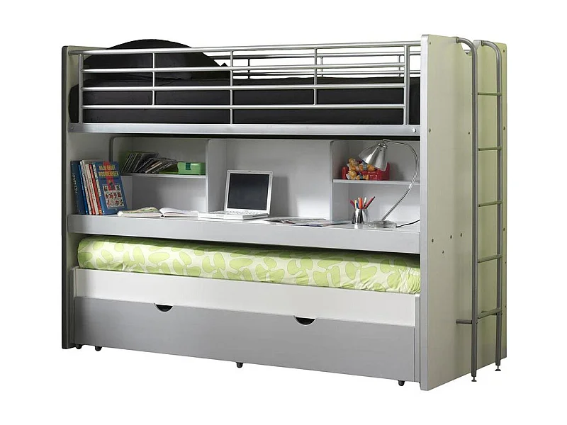 Lit Superposé Enfant "Bonny" 90x200cm Gris