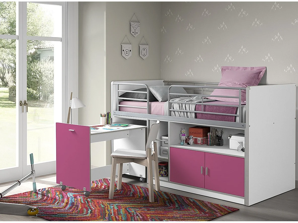 Lit Combiné Compact "Bonny" 90x200cm Fuchsia