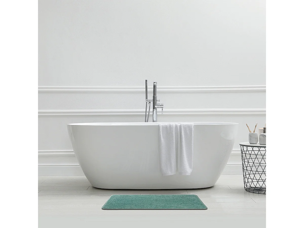 Tapis de bain uni en polyester tilleul 50x80cm