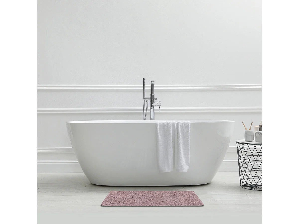 Tapis de bain uni en polyester parme 50x80cm