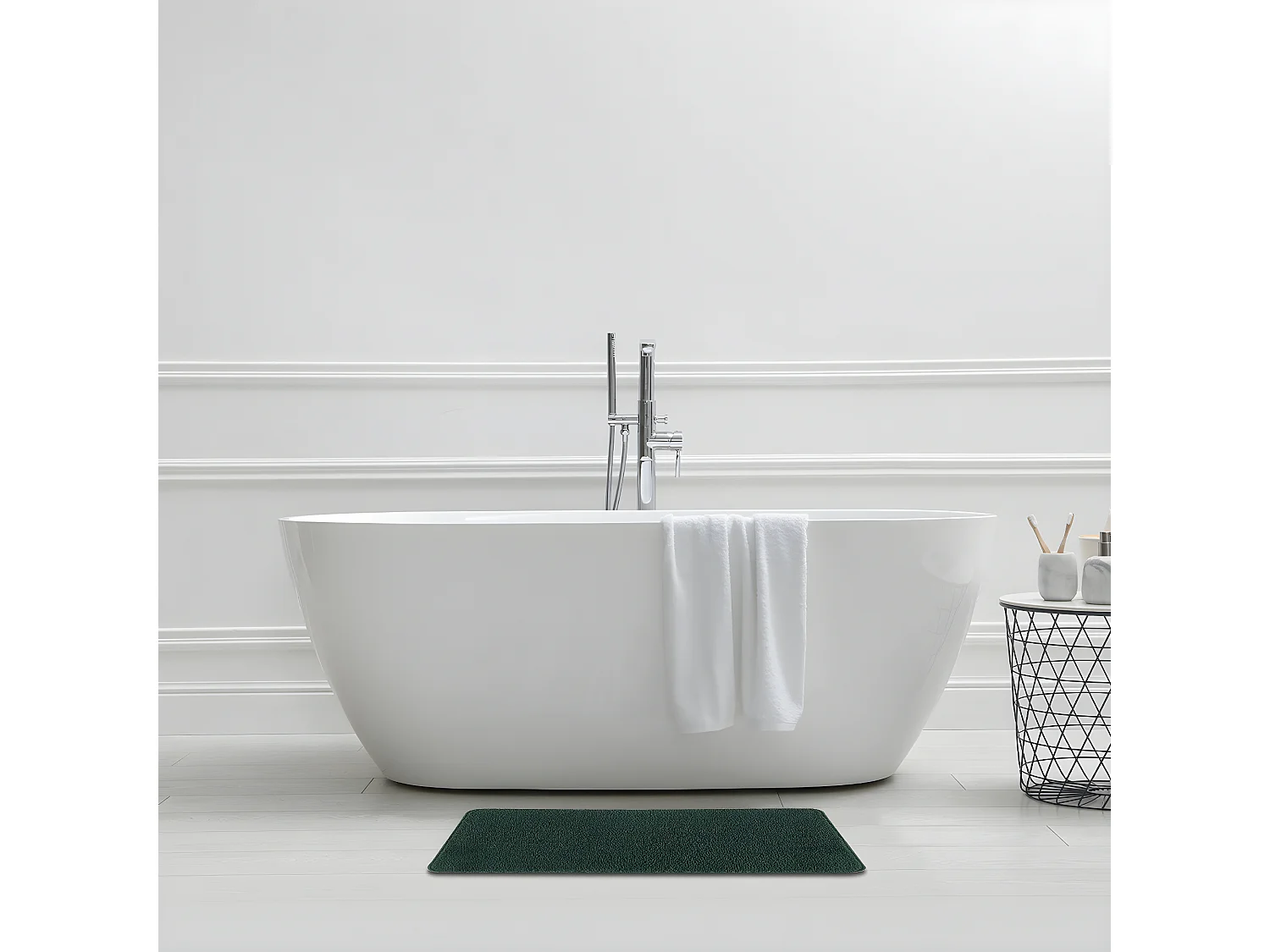 Tapis de bain uni en polyester cactus 50x80cm