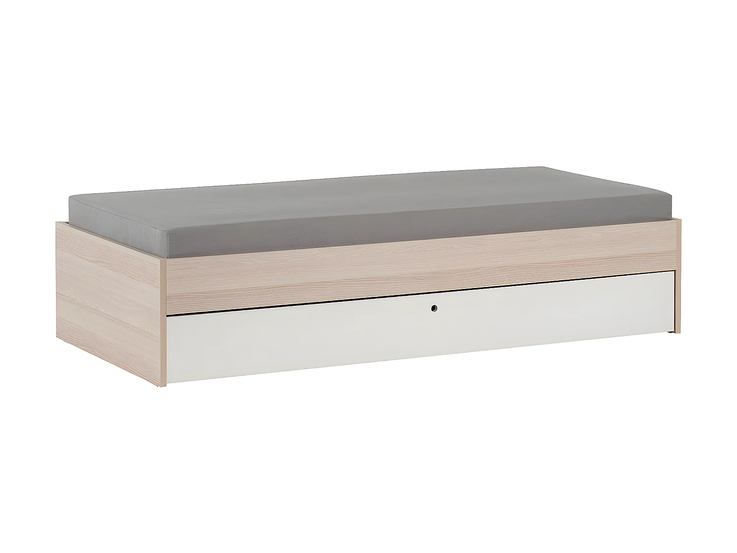 Lit 90x200cm avec lit gigogne Spot Acacia et Blanc