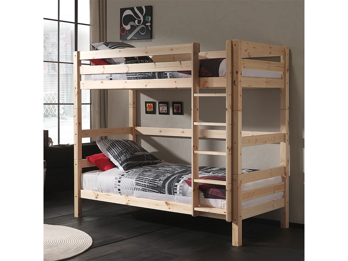 Lit Enfant Superposé Haut "Pino" 90x200cm Naturel