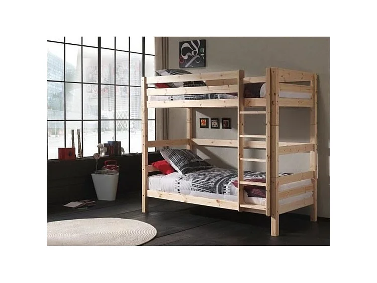 Letto a castello 90x200 Altezza 180 cm Rete inclusa Vipack Pino Legno