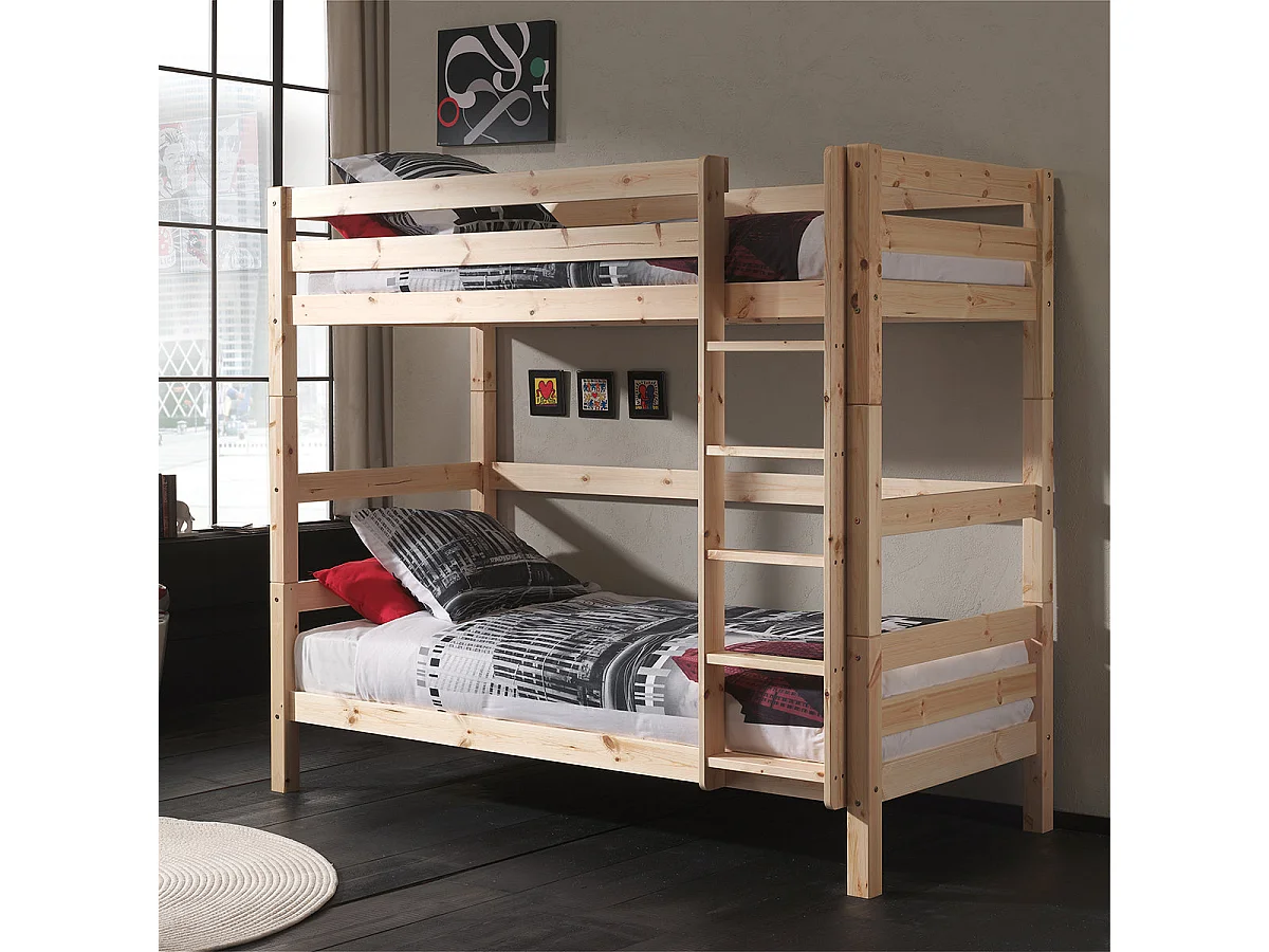 Letto a castello 90x200 Altezza 180 cm Rete inclusa Vipack Pino Legno