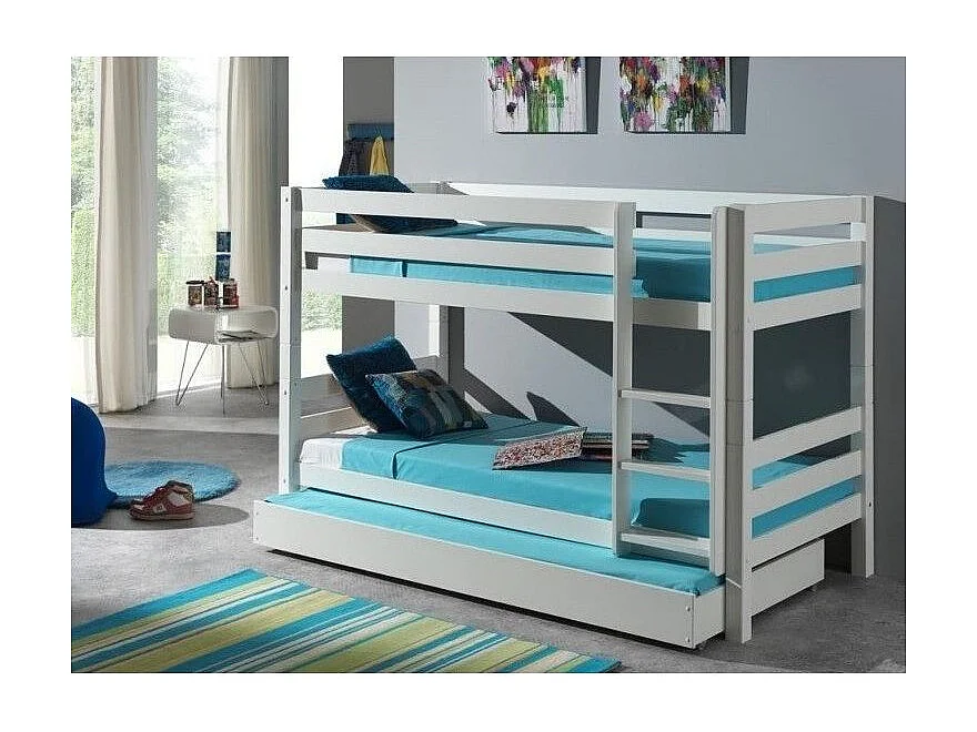 Letto a castello 90x200 Altezza 140 cm Molla inclusa Vipack Pino - Bianco