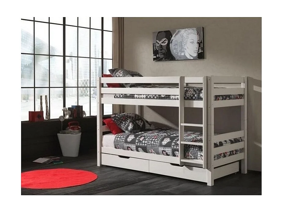 Letto a castello 90x200 Altezza 140 cm Molla inclusa Vipack Pino - Bianco