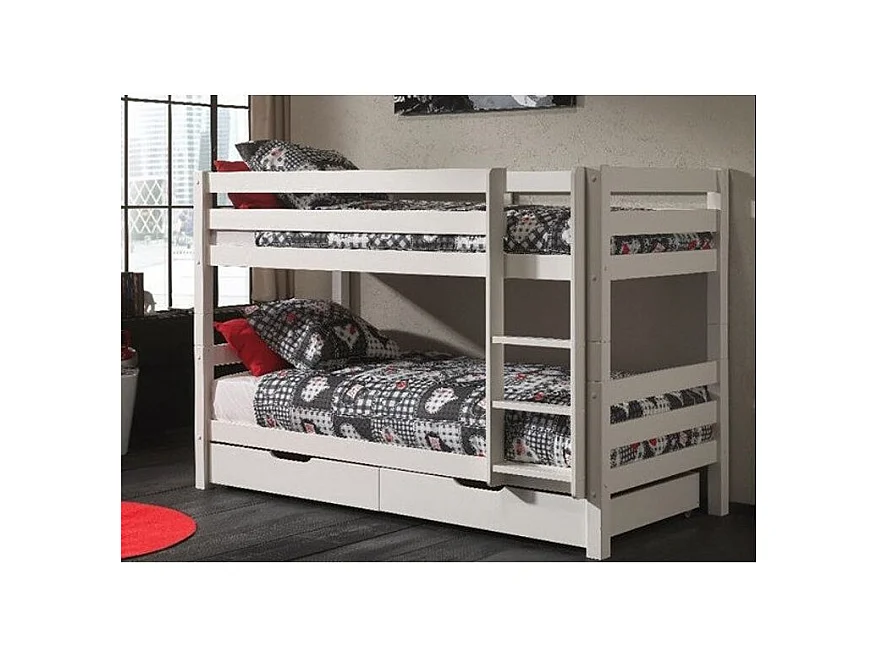 Letto a castello 90x200 Altezza 160 cm Molla inclusa Vipack Pino - Bianco