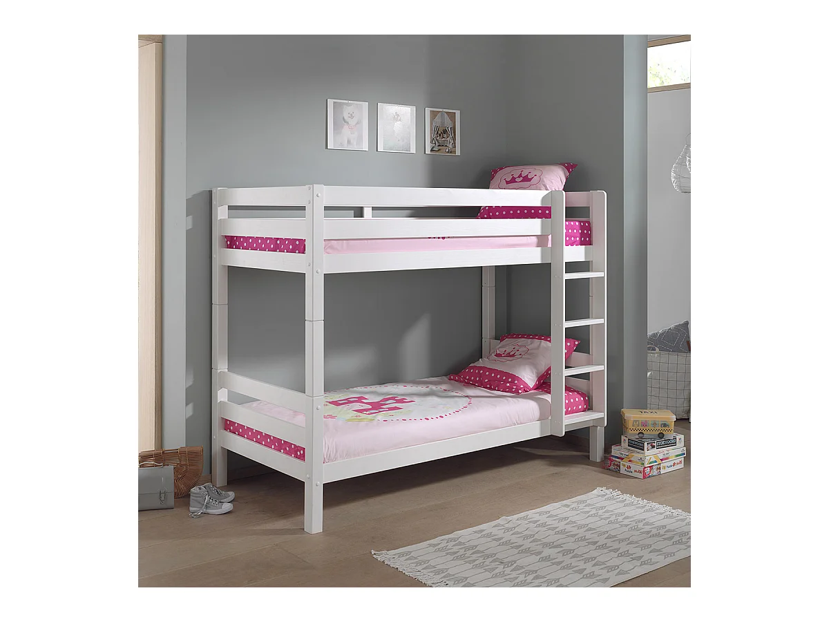 Letto a castello 90x200 Altezza 160 cm Molla inclusa Vipack Pino - Bianco